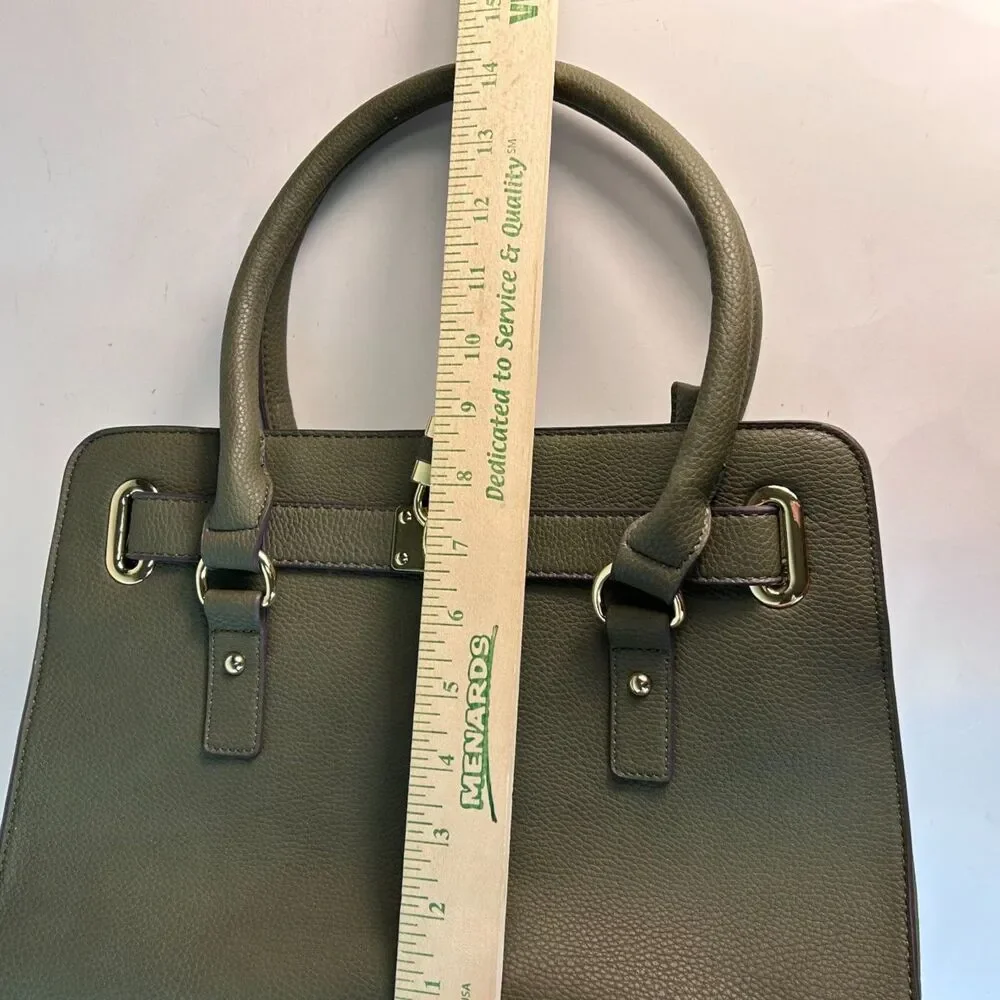 Charming Charlie NWOT Olive Pebble Faux Leather Structured Satchel Bag